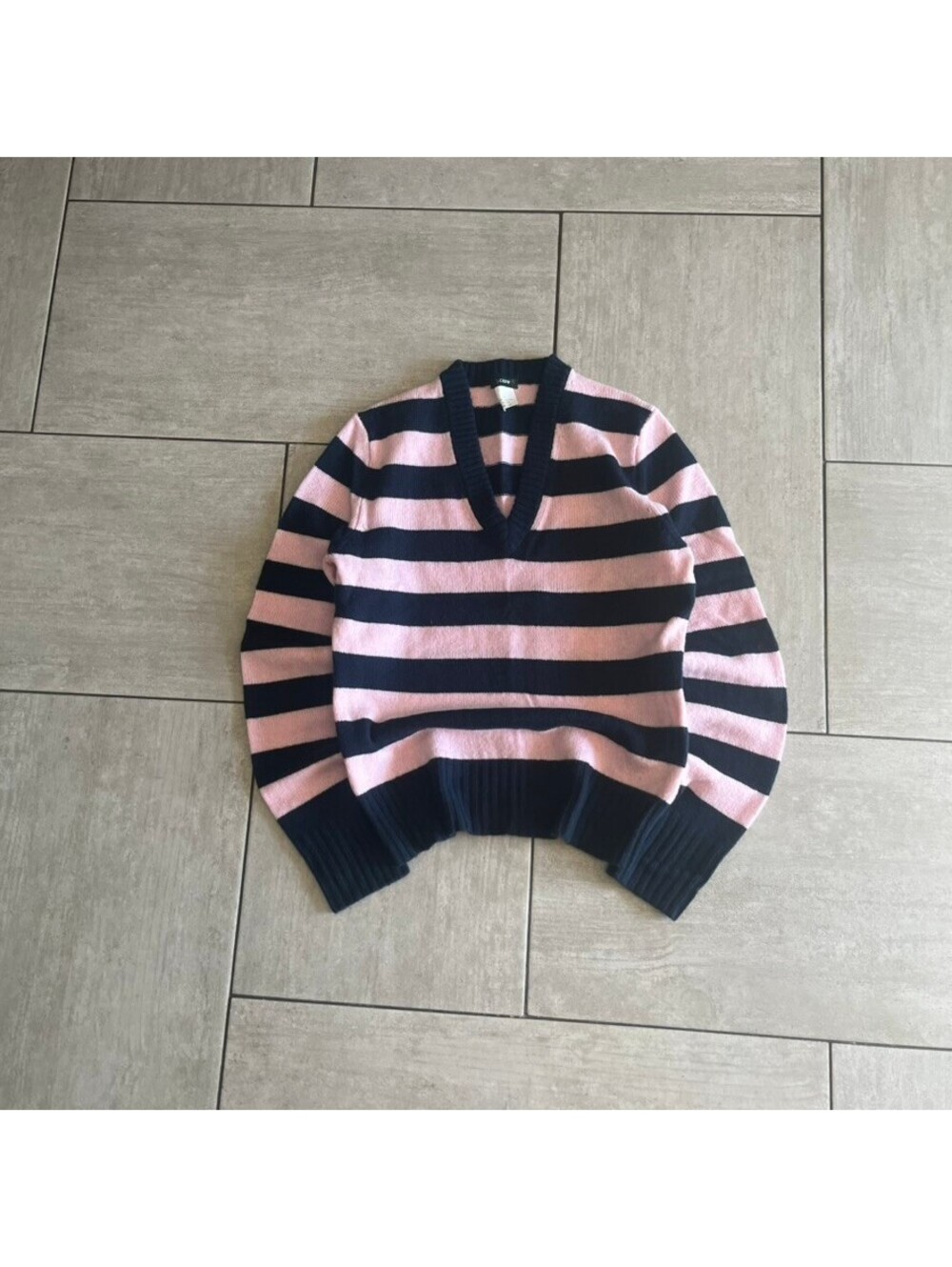 J.Crew Striped Lambs Wool V-Neck Sweater Size Small